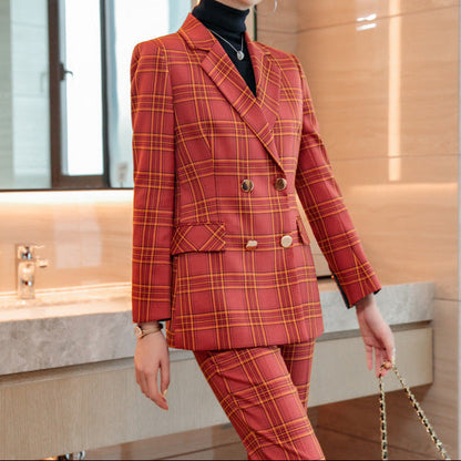 Blazer à Carreaux Double Boutonnage